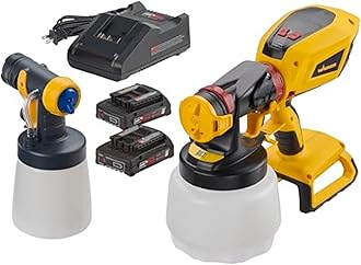 Wagner Spraytech 2454976 FLEXiO 3550 18V Cordless Handheld HVLP Paint Sprayer, Sprays Most Unthinned Latex, Includes Two Nozzles and Two Batteries, Complete Adjustability