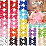 Yxiang 40PCS Hair Bows Clips for Little Girls 3 Inches Colorful Polka Dot Boutique Grosgrain Ribbon