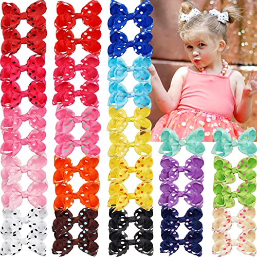 Yxiang 40Pcs Hair Bows Clips For Little Girls 3 Inches Colorful Polka Dot Boutique Grosgrain Ribbon Hair Bows Alligator Clips Barrettes For Toddler Kids Pet Dog Puppy (20 Colors) #TOP18