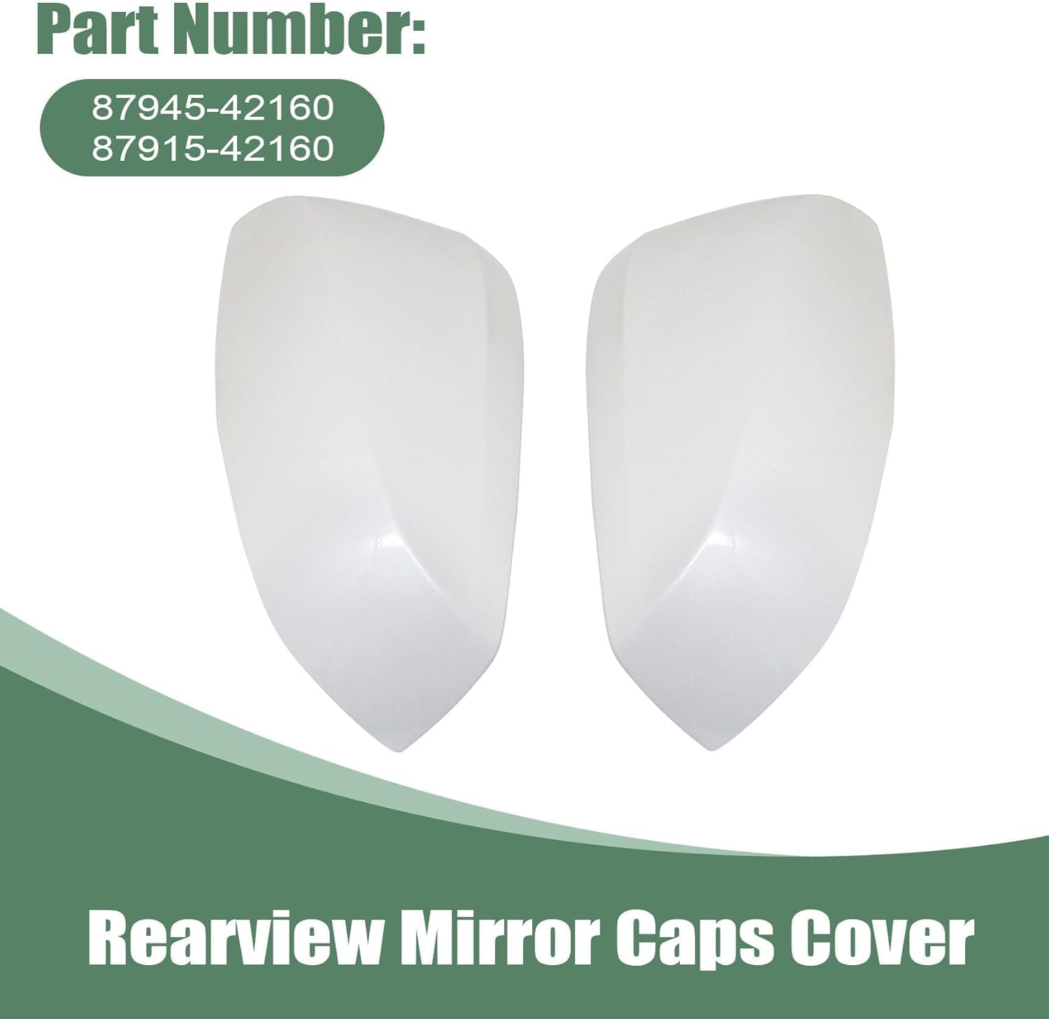 2 Pcs Pearl White Rearview Mirror Cover 87945-42160 87915-42160 Fit for Toyota Rav4 2019-2024 Front Left Driver & Right Passenger Side Rearview Mirror Cover