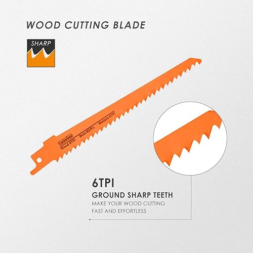 Miniatura 3 de Luckyway Juego de 10 hojas de sierra recíproca de 6 pulgadas, juego de hojas de sierra Sawzall para corte de madera