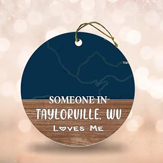 Map Ornaments for Christmas Tree 2023 Someone in Taylorville West Virginia Loves Me Long Distance Map Name City State Decoration MDF 3" White