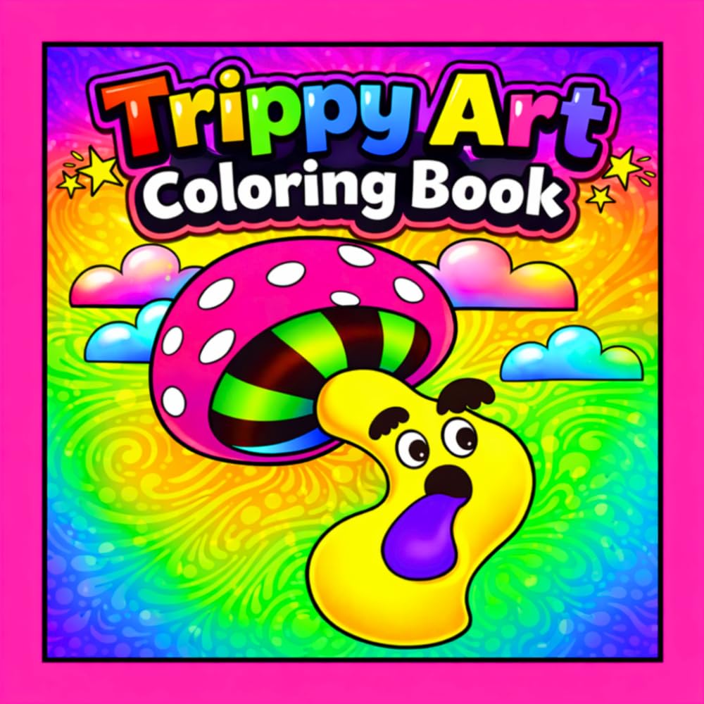 Trippy Art Coloring Book: 50 Trippy and Groovy Coloring Pages for Adults and Teens with Bold and Easy Designs Featuring Cute Characters, Mushrooms, ... Mind Bending Art (Cozy Vibes Coloring)