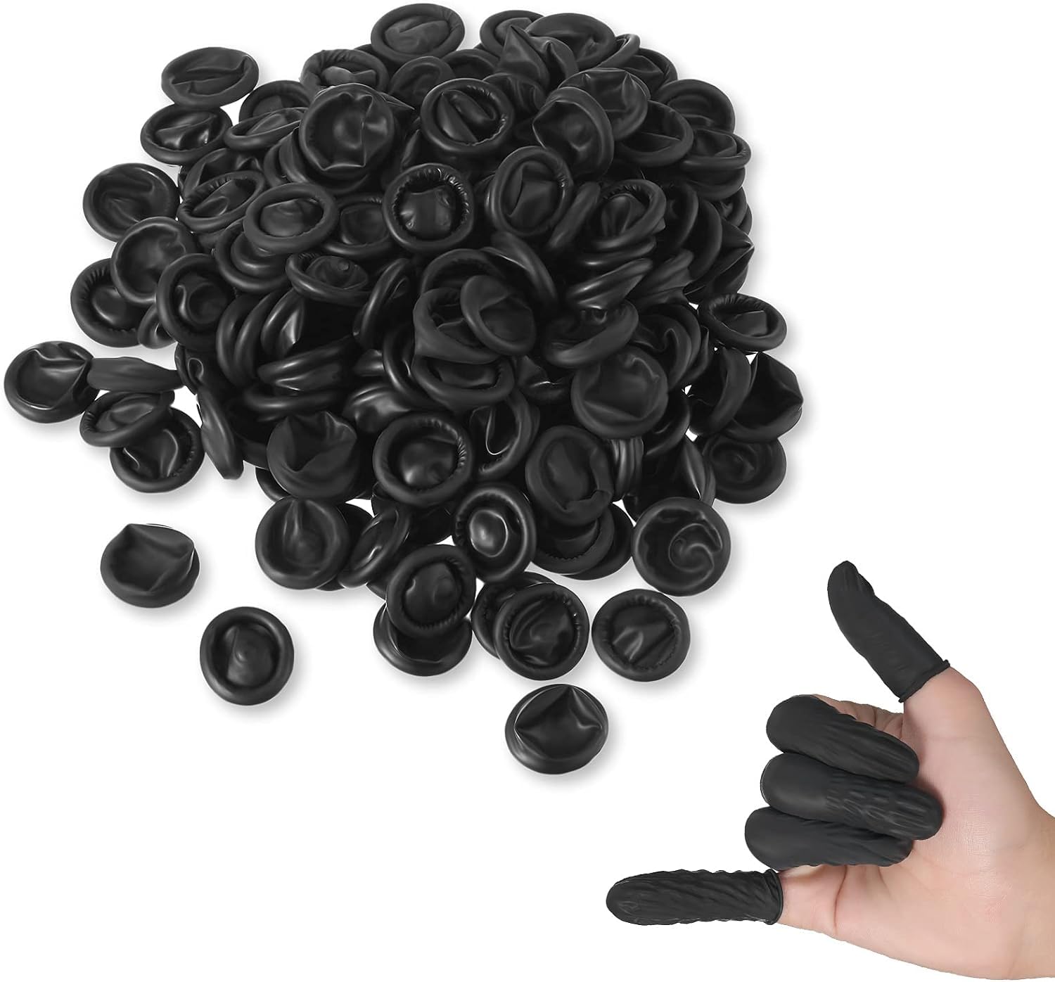 Anti-Static ESD Latex Finger Cots, Reusable Rubber Fingertips Protective Finger Gloves (Black, Pack of 50 Pcs)-image-29