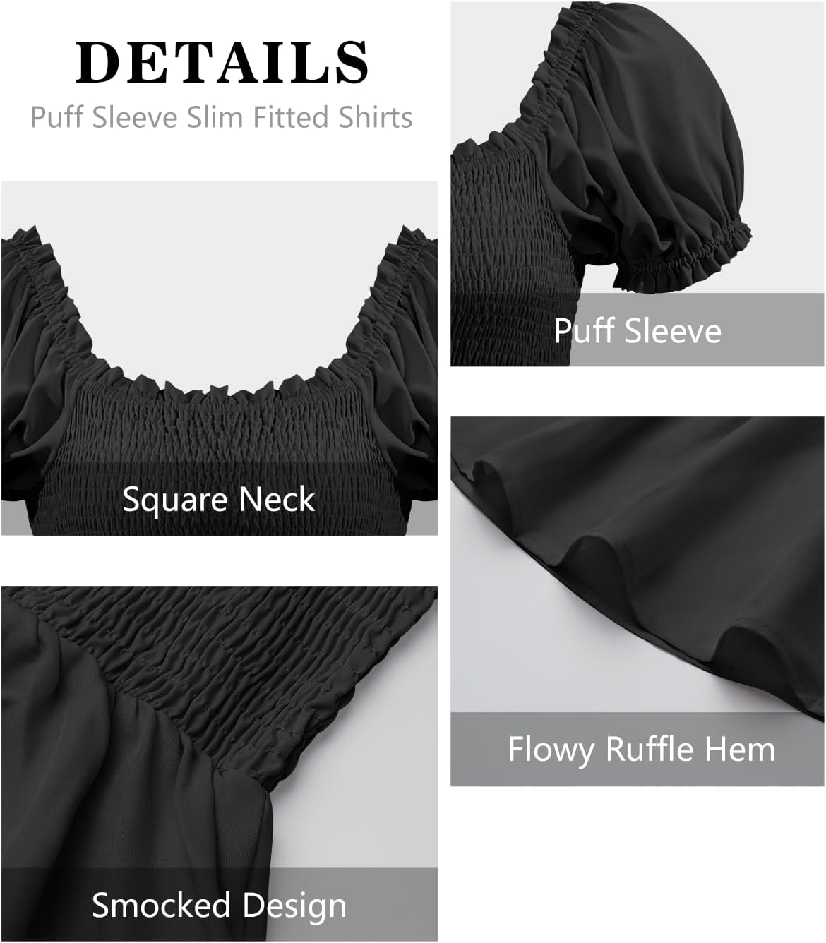 Womens Puff Short Sleeve Babydoll Tops 2025 Summer Smocked Square Neck Peplum Blouse Loose Fit Ruffle Dressy Tee Shirts - Image 6