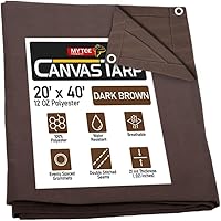 Vista 91 de Mytee Products Lona de lona marrón oscuro de 6 x 8 pies de 12 onzas, resistente al agua y transpirable, lonas resistentes, cubierta de lona