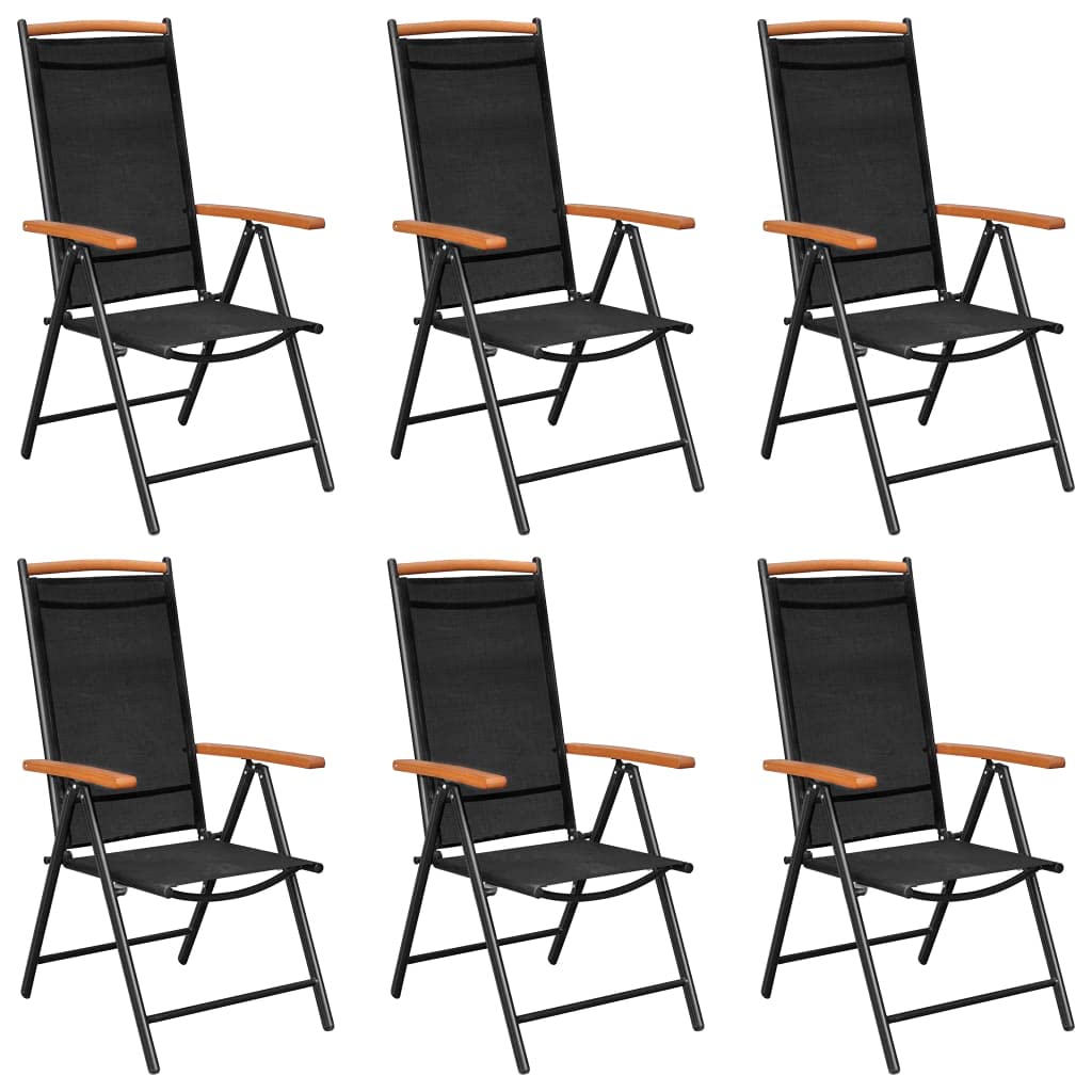 Juego de comedor de jardín de 7 piezas, aluminio, color negro