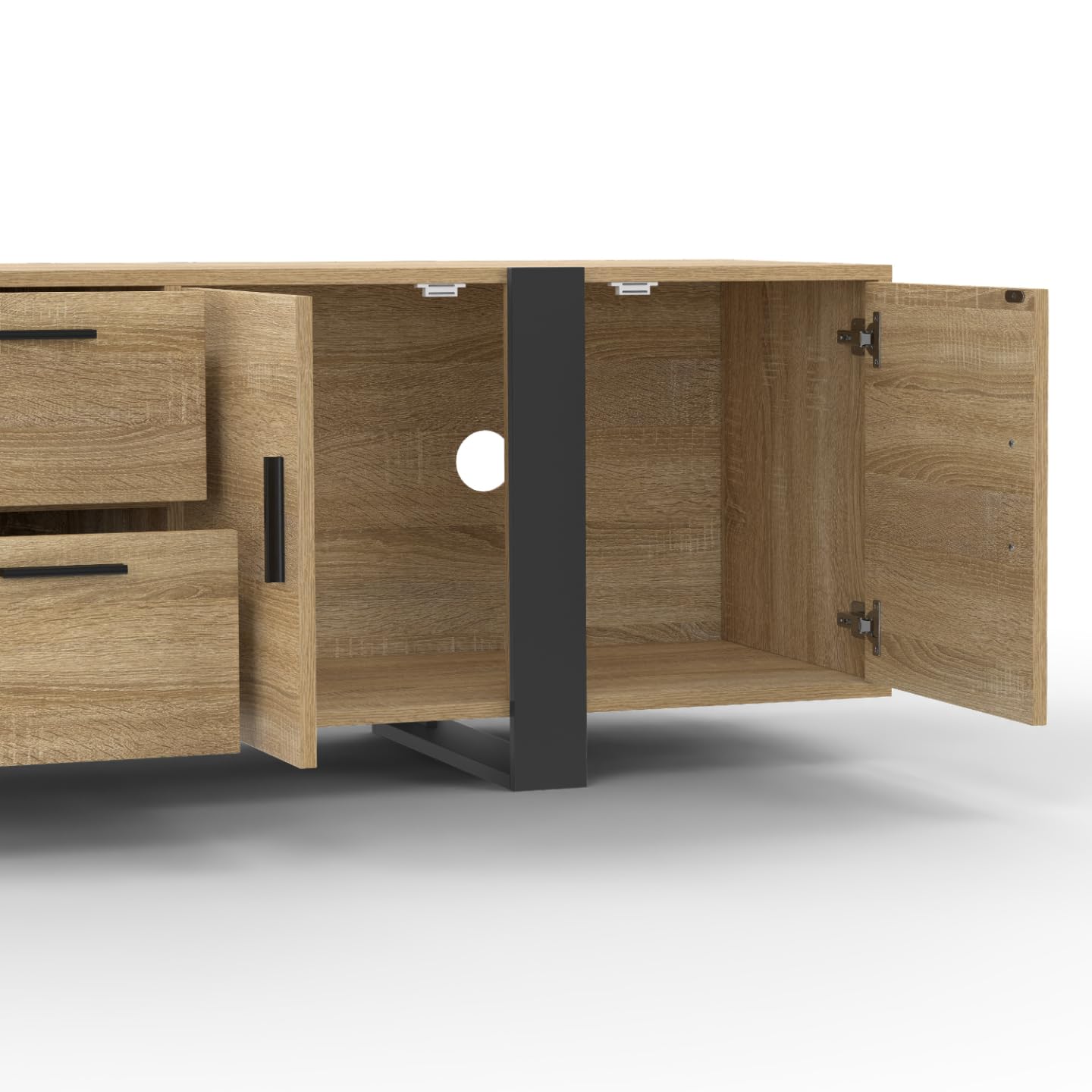 IDMarket - Meuble TV 180 cm Phoenix avec rangements Bois et Noir