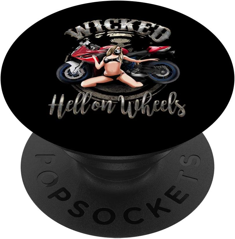 Wicked Hell On Wheels Motorcycle Gift Bike Biker Sexy Pin Up PopSockets PopGrip: Swappable Grip for Phones & Tablets