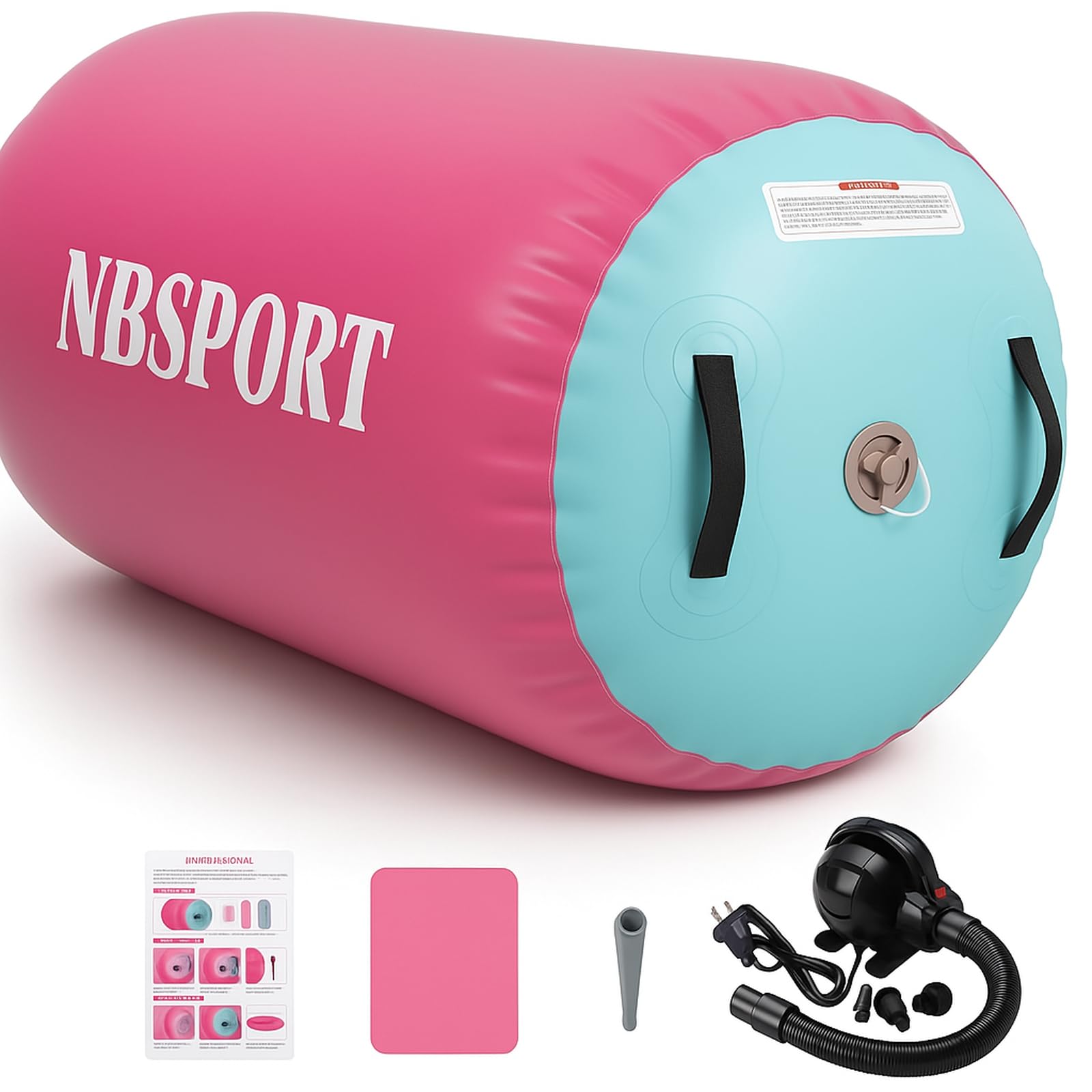 Air Barrel - Air Roller Gymnastics Barrel for Back Handspring Trainer, Air Tumble Mat with Pump for Gym Training/Yoga Balance Exercise/Cheerleading/Home and Outdoor Use