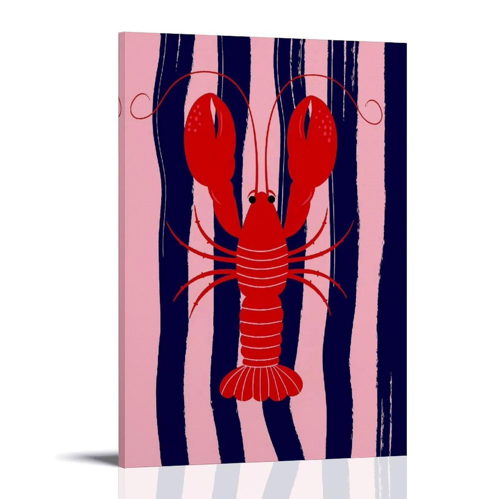 Stampa artistica su tela con illustrazione di aragosta rossa, eccentrica, eccentrica, eccentrica, decorazione per la casa, per cucina, bagno, appartamento, stampa artistica da parete, foto da