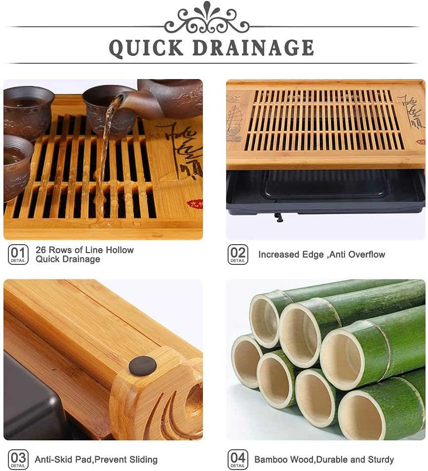 Uр Tо 60% оƒƒ Ufine Bamboo Tea Tray 19.7 inch Large Tea Serving Tray with Water Storage Drainage Chinese Gongfu Tea Table Gift Set Home Office ❤ Crаzу Dеаlѕ Ufine Bamboo Tea Tray 19.7 inch Large Tea Serving Tray with Water Storage Drainage Chinese Gongfu Tea Table Gift Set Home Office
