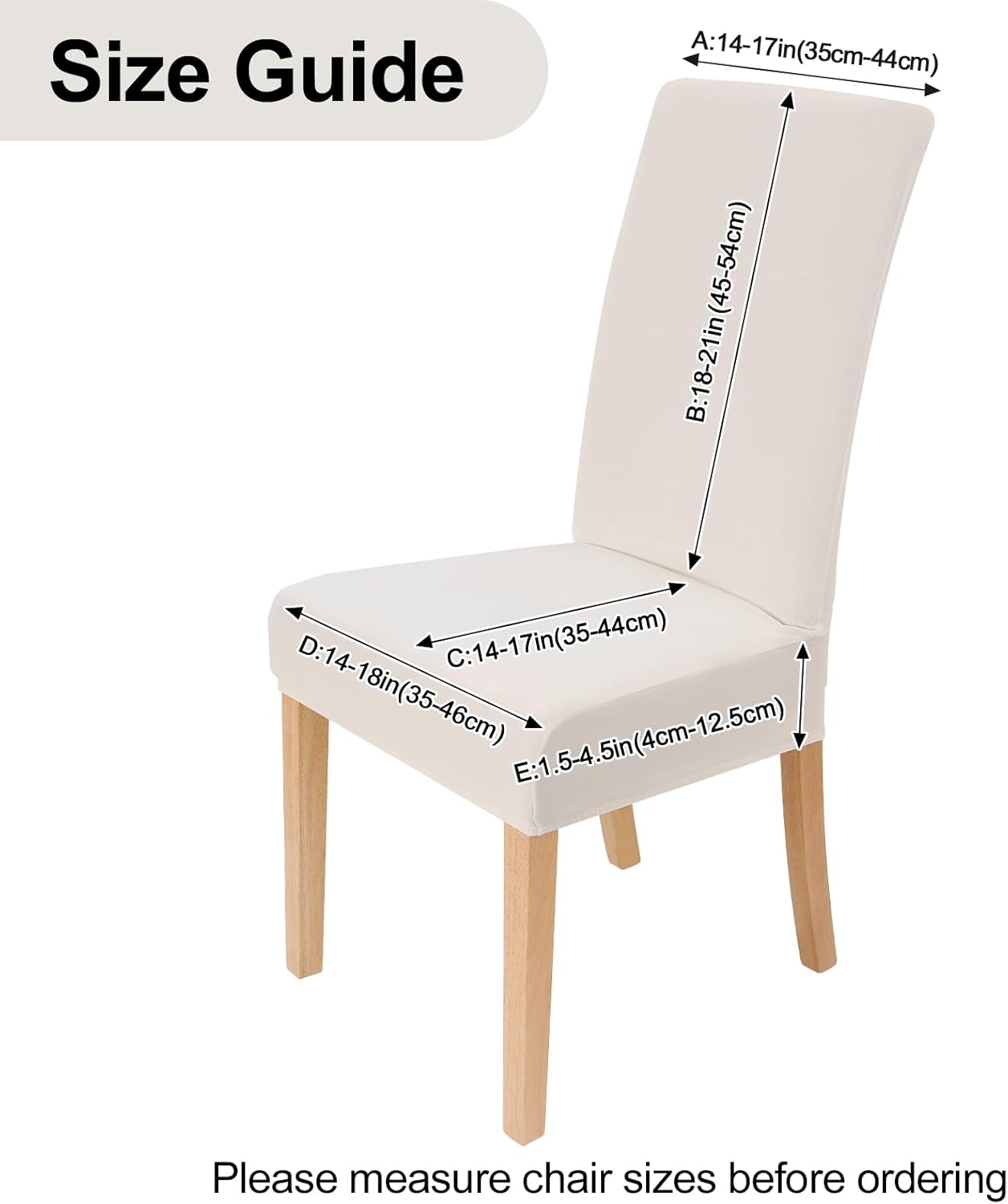 Smiry Velvet Stretch Dining Room Chair Covers Set of 6, Soft Removable Washable Chair Slipcovers Kitchen Parsons Chair Protector, Cream