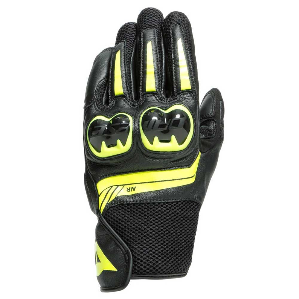 Dainese - Mig 3 Unisex Leather Gloves, Motorbike Gloves with Touchscreen Sensor, Mens Leather Gloves, Motorcycle Gloves with Reinforced Palm, TPU Protectors on Knuckles, Black/Yellow
