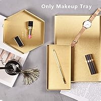 Vista 9 de Bandejas rectangulares doradas, bandeja de metal de acero inoxidable para servir, bandeja decorativa para el hogar, bandeja de almacenamiento