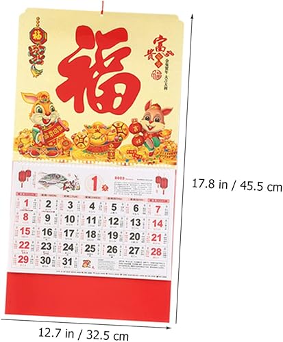 Miniatura 4 de LALAFINA 6 Pcs 2023 Wall Calendar 2023 Chinese New Year Calendar Calendarios De Adviento Feng Shui Decor Lucky Calendar Planner Calendar Chinese