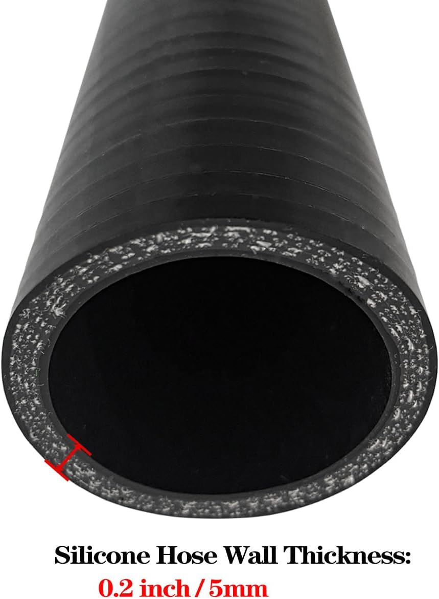 ID 2.5" (63mm) Straight Silicone Coupler Hose, Length 6" (152mm) 4-Ply Reinforced Universal Straight Silicone Hose Turbo Intake Coupler Intercooler Pipe Black