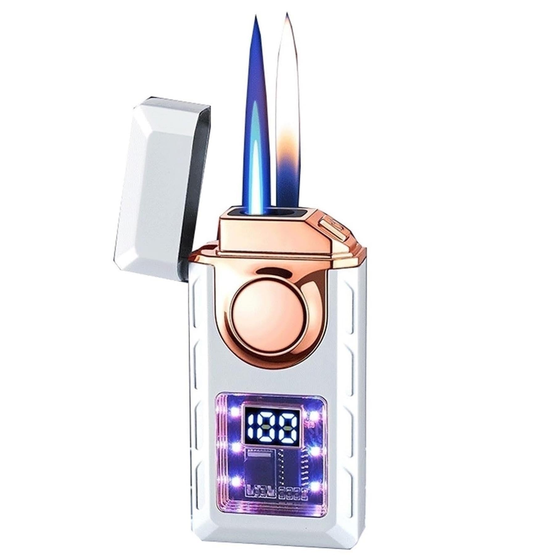 Encendedor de butano elegante con ajuste de llama y ventana de nivel para hombres