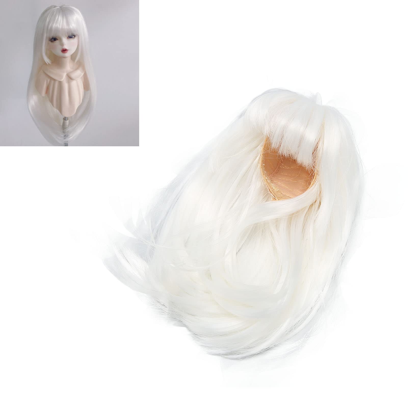 TOPINCN 1/6 Doll Wig Straight Hair High Temperature Silk for Bjd Ball Jointed Wigs Girl Doll Wig 6 Long Ball Jointed Doll Wig Doll Tail Wig Doll Making (White) - Image 4