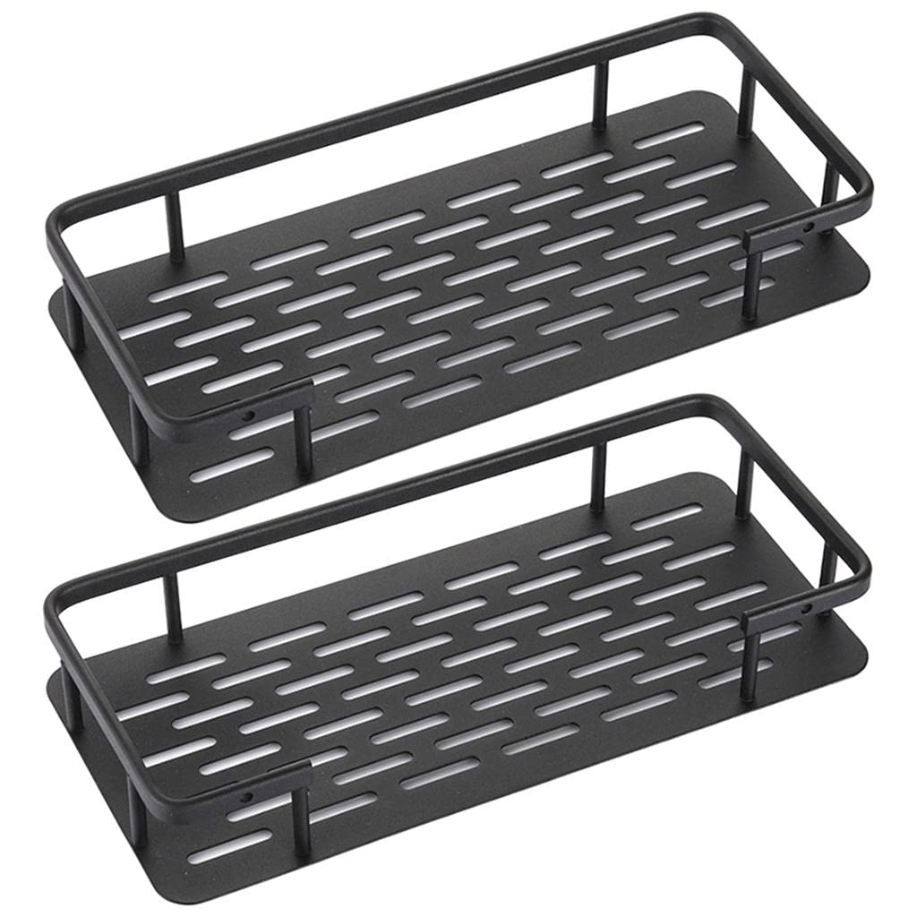 Backbayia 2pcs Bathroom Shelves Corner Shower Caddy Rack Wall Mounted No Drilling Storage Basket for Home Toilet Kitchen