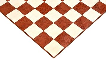Minimalist Chess Board Red Ash Burl & Maple, 19" Hi-Gloss Finish | 60 mm Squares | Borderless Design | Premium Wooden Board