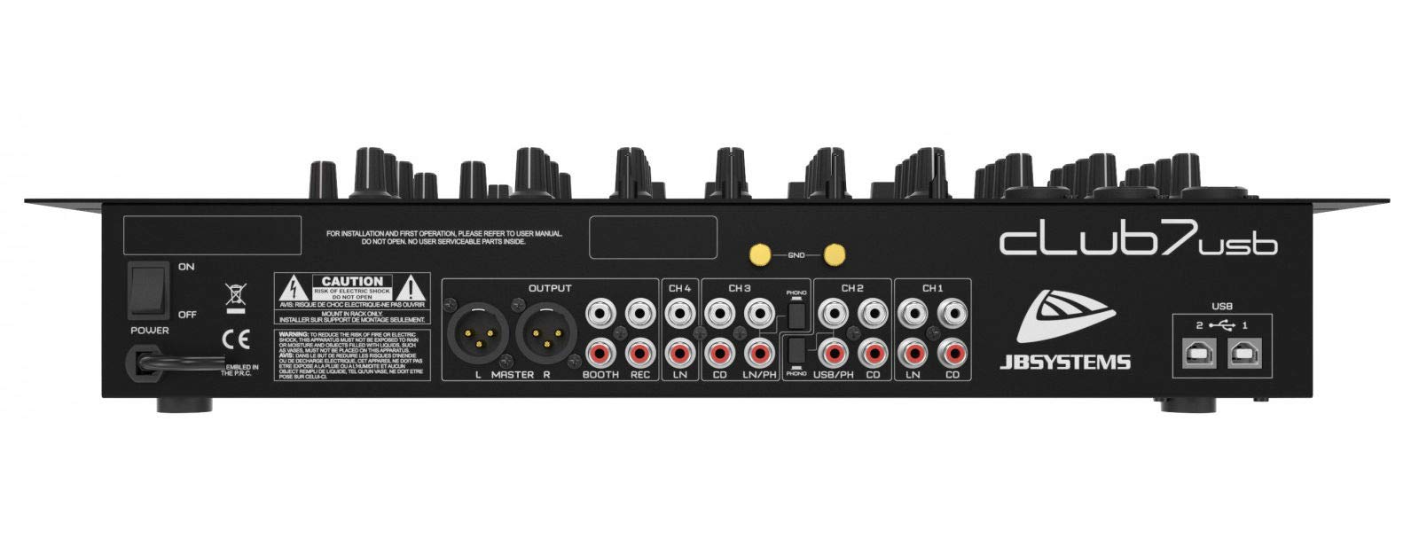 JB Systems CLUB7-USB 7-Kanal Mischpult mit integriertem Mediaplayer für USB-Stick oder SD-Karte