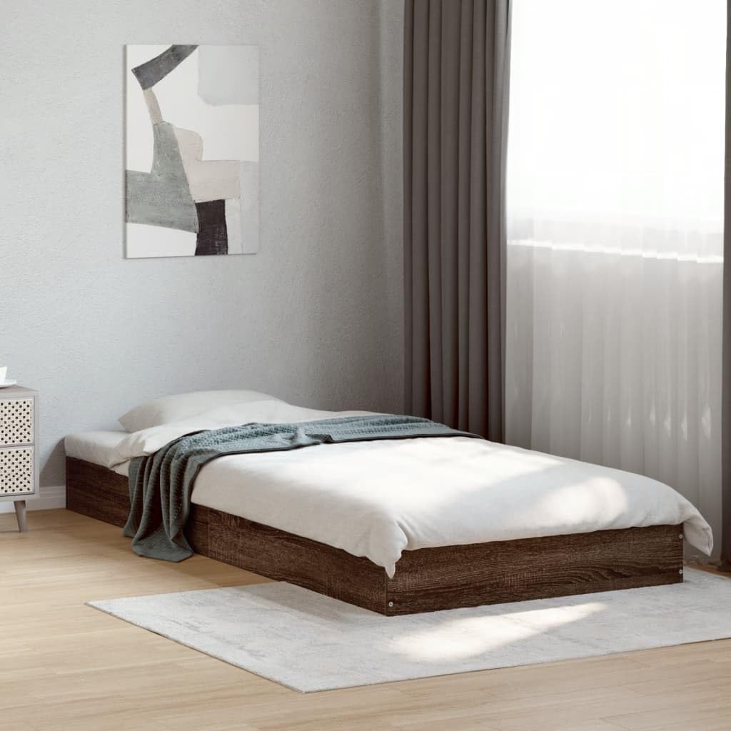 Konstrukcja z drewna nowoczesna rama łóżka 75x190 cm brąz