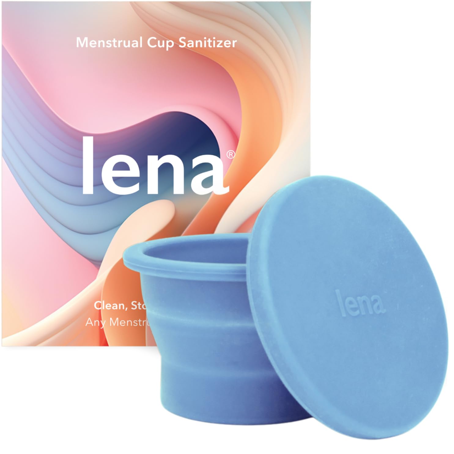 Lena Menstrual Cup Sterilizer Case Compact Collapsible Silicone Container for Cleaning Period Cup Menstrual Disc Travel Home and