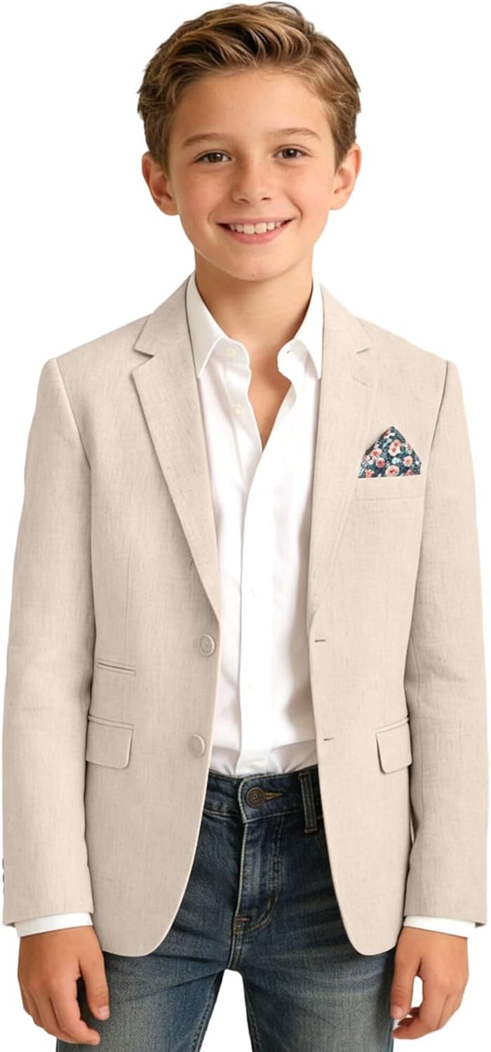Bofan Linen Boys Blazer Formal Suit Jackets for Boy Outwear Jacket & Coats for Kids Boys’ Fashion Summer Wedding Outfit