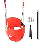 KINSPORY Toddler Swing, 59 Coated Heavy-Duty Iron Chains Baby Swing Outdoor, High Back Full Bucket Infant Swing Seat with Tree Straps for Swing Sets Backyard Outdoor Indoor (Red)
