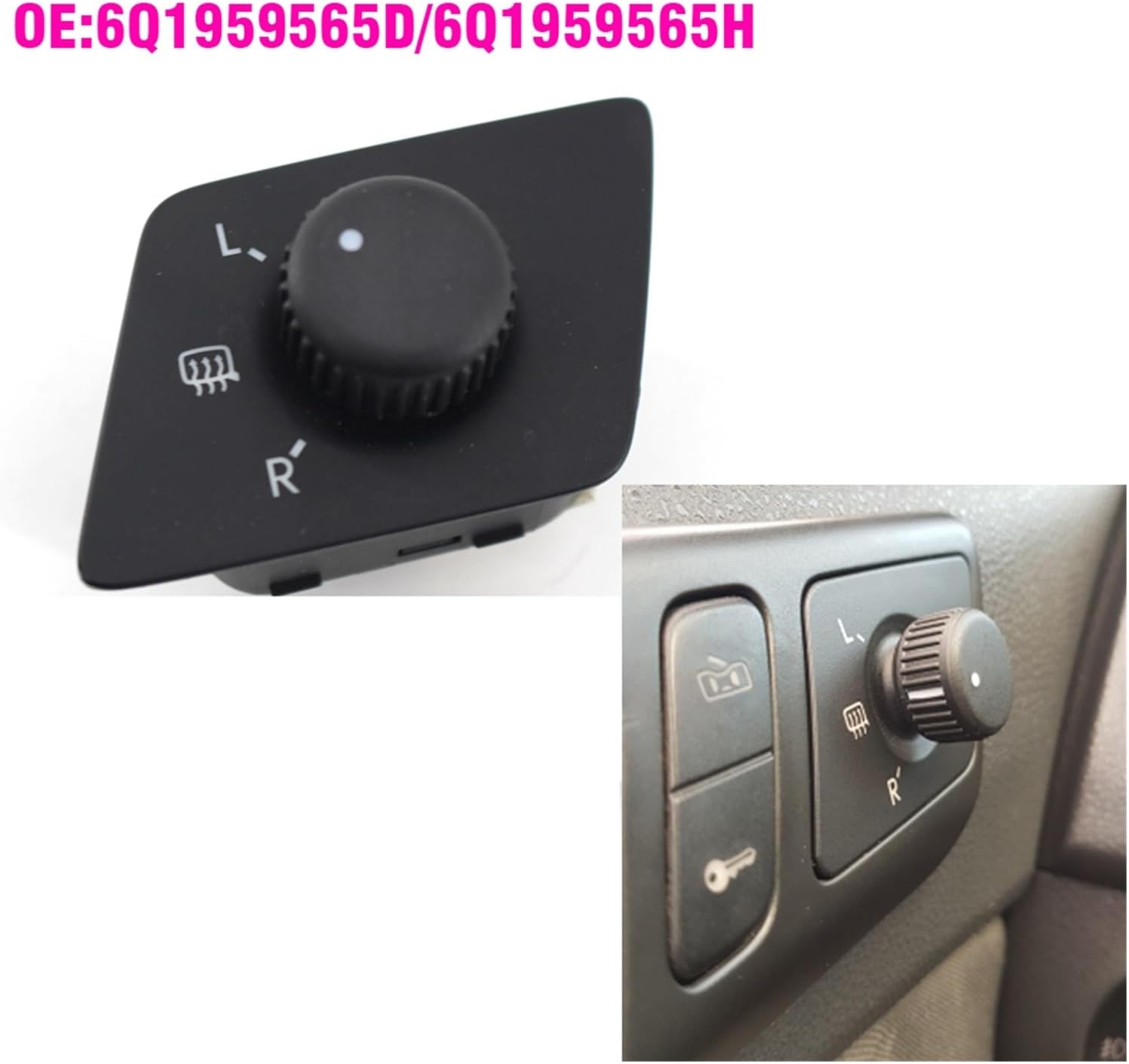Car Mirror Switch Adjust Knob Side Mirror Switch Fit for VW Polo 2001-2010 6Q1959565D 6Q1 959 565D 565H(10 pin)