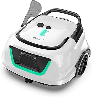 WYBOT A1 Robot Limpiafondos Piscina, Tiempo de Trabajo 120 Min, Limpiafondos Piscina Automatico con Doble Filtro para Piscinas Elevadas de hasta 100 m² Cuadrados(Verde Blanco Perla)