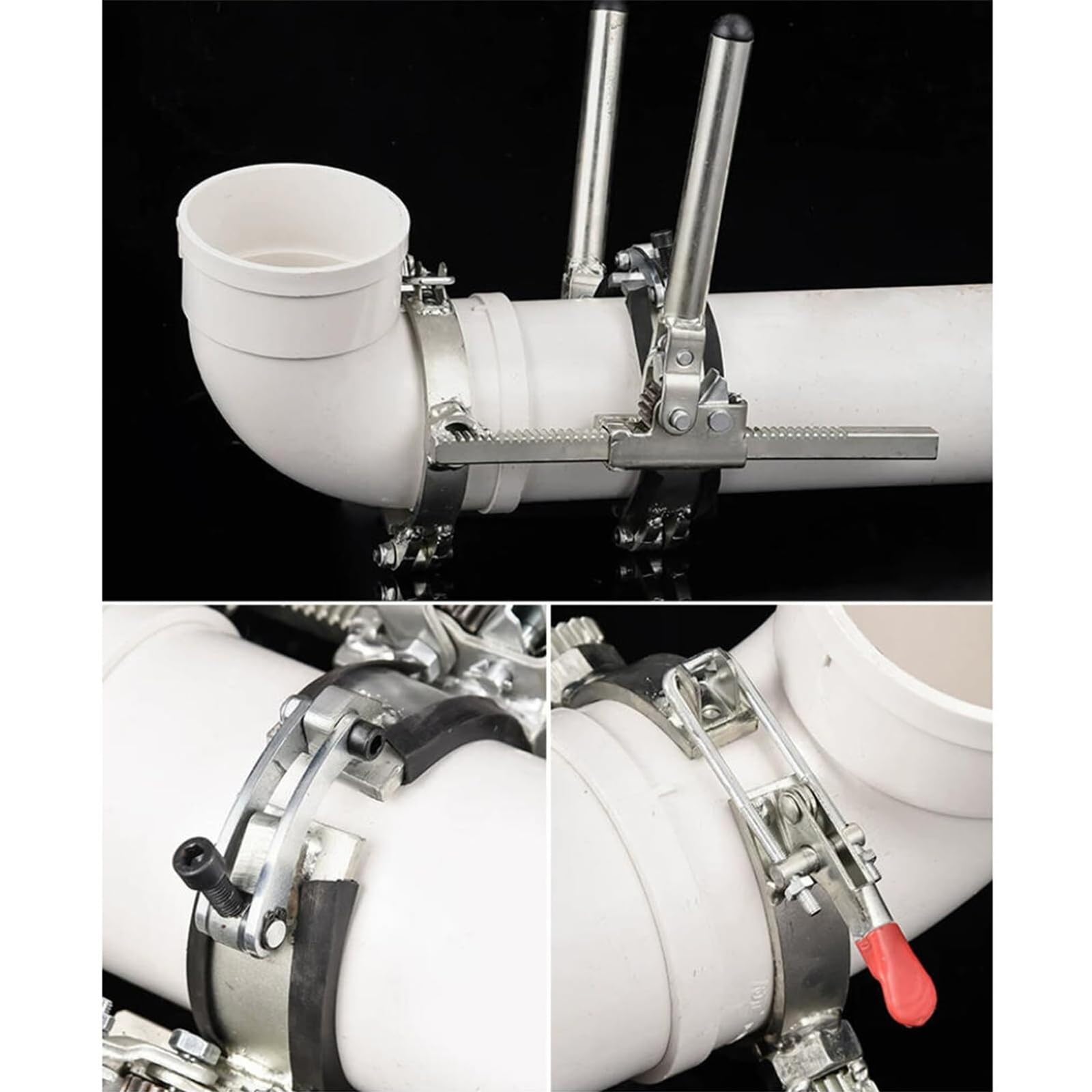 Herramienta tensora de tuberías, llave de alineación de tuberías de trinquete resistente, abrazadera antideslizante para instalación de PVC/PP, evita atascos