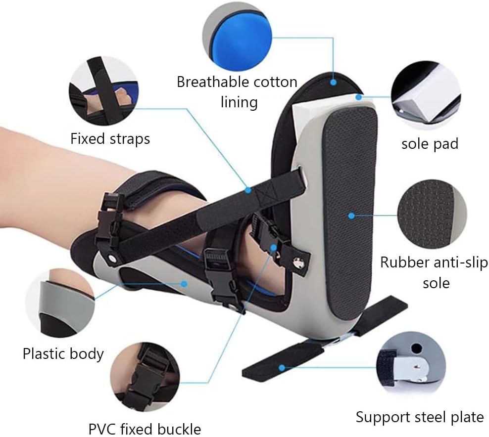 Foot Drop Orthosis, Adjustable Foot Valgus Orthosis, Adjustable Support Steel Plate, Shock-absorbing Anti-slip Sole, Open Design, for Hemiplegia Foot Drop, Plantar Fasciitis
