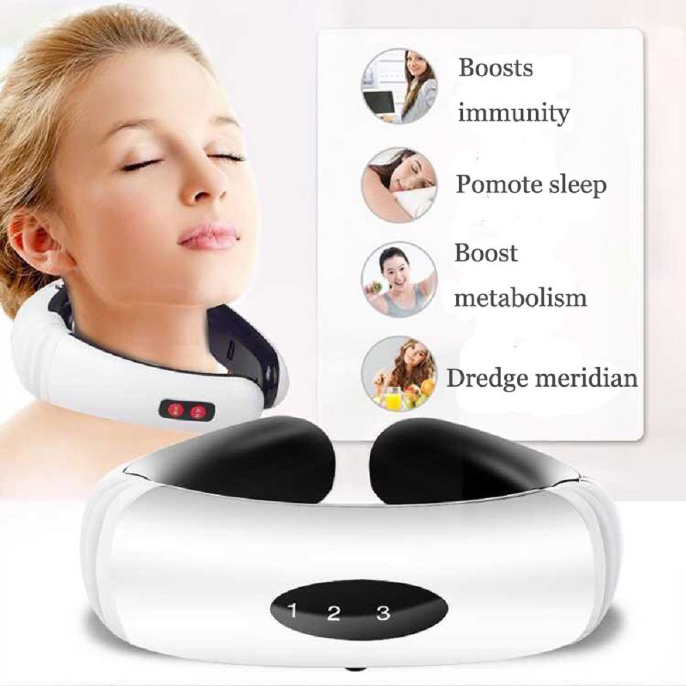 YAVOCOS Electric Back Neck Massager Impulse Cervical Vertebra Treatment Instrument Acupuncture Magnetic Therapy Neck Massager Neck Relax