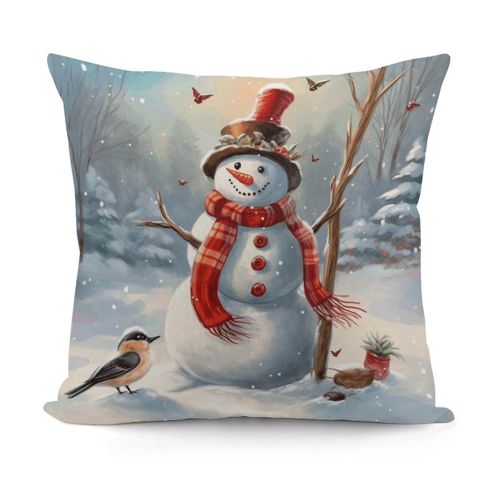 Adfgyerh Style Snowman Christmas Decorative Pillow Covers, Throw Pillow Covers Soft For All Seasons, Pillowcases For Couch Living Room Sofa Bedroom 18X18 Inch