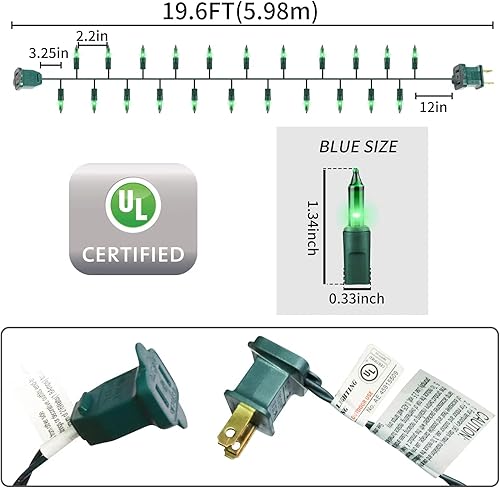 Miniatura 3 de Cable verde, bombilla incandescente, 100 mini luces de cadena para decoración de árbol de Navidad, cumpleaños, boda, fiesta, festival