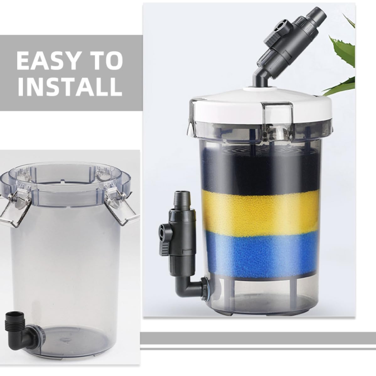 iplusmile Aquariumfilterkasten aus Transparentem Kunststoff mit Rundem Design und 16mm und Auslass Geräuschloser Externer Filter für Frontgrasbecken im Aquarium