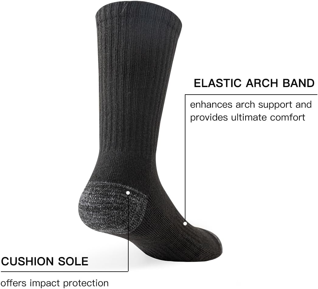 JOYNÉE 8 Pairs Mens Crew Cushion Socks Work Athletic Running Socks Casual Breathable Socks for Men,Sock Size:10-13 - Image 3