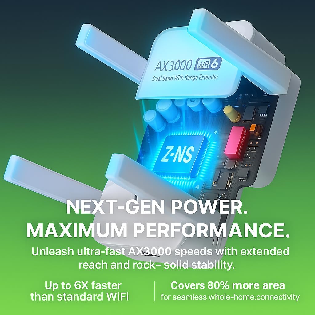 2026 AX3000 WiFi 6 Range Extender – Dual Band (2.4GHz & 5.8GHz), High-Speed WiFi Booster with Gigabit Ethernet Port, Access Point Mode, No App Needed, Long-Range Coverage, Fast and Simple Installation - Image 3