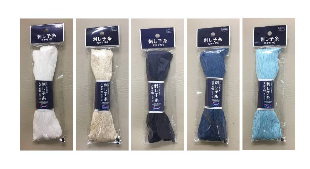 Sashiko Traditional Colors Mega Bundle - 5 skeins of Olympus Sashiko Thread, 100 Meters Each