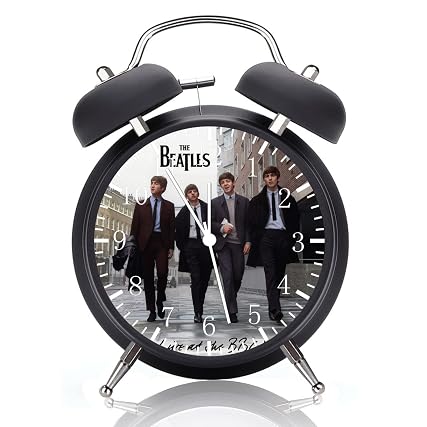 Frameless Twin Bell Beatles Alarm Desk Clock with Night Light Quite Silent Non Ticking 4 Inches