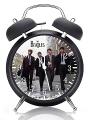 Frameless Twin Bell Beatles Alarm Desk Clock with Night Light Quite Silent Non Ticking 4 Inches