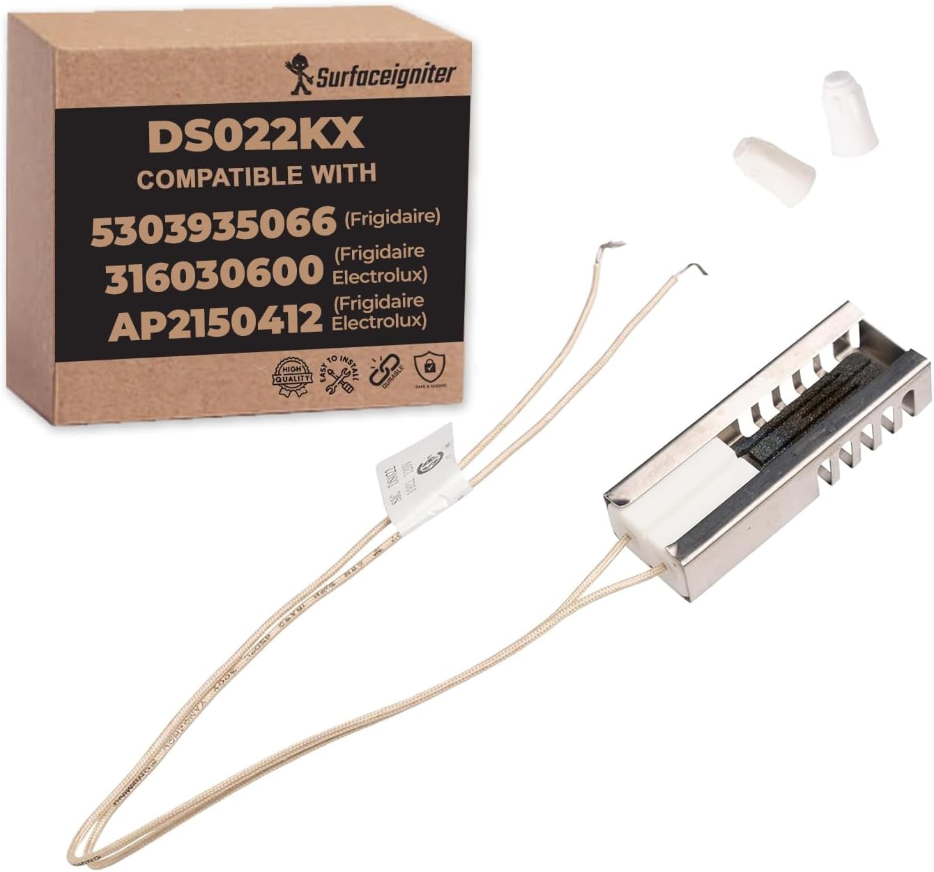 Compatible with 5303307577 WB13K21 MEE61841401 and DG94-00520A OEM - Premium Replacement and GE Gas Range Oven Igniter for Commercial Stove with Small Oven - Ceramic Blackstone Igniter Replacement