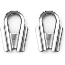 2-Pack Stainless Steel Wire Rope Thimble 5/16" 8mm Marine Cable Protector Loop Sleeve for Boat Rigging