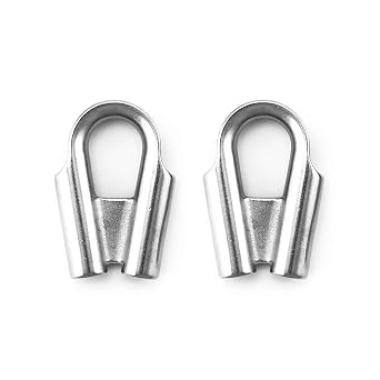 2-Pack Stainless Steel Wire Rope Thimble 5/16" 8mm Marine Cable Protector Loop Sleeve for Boat Rigging