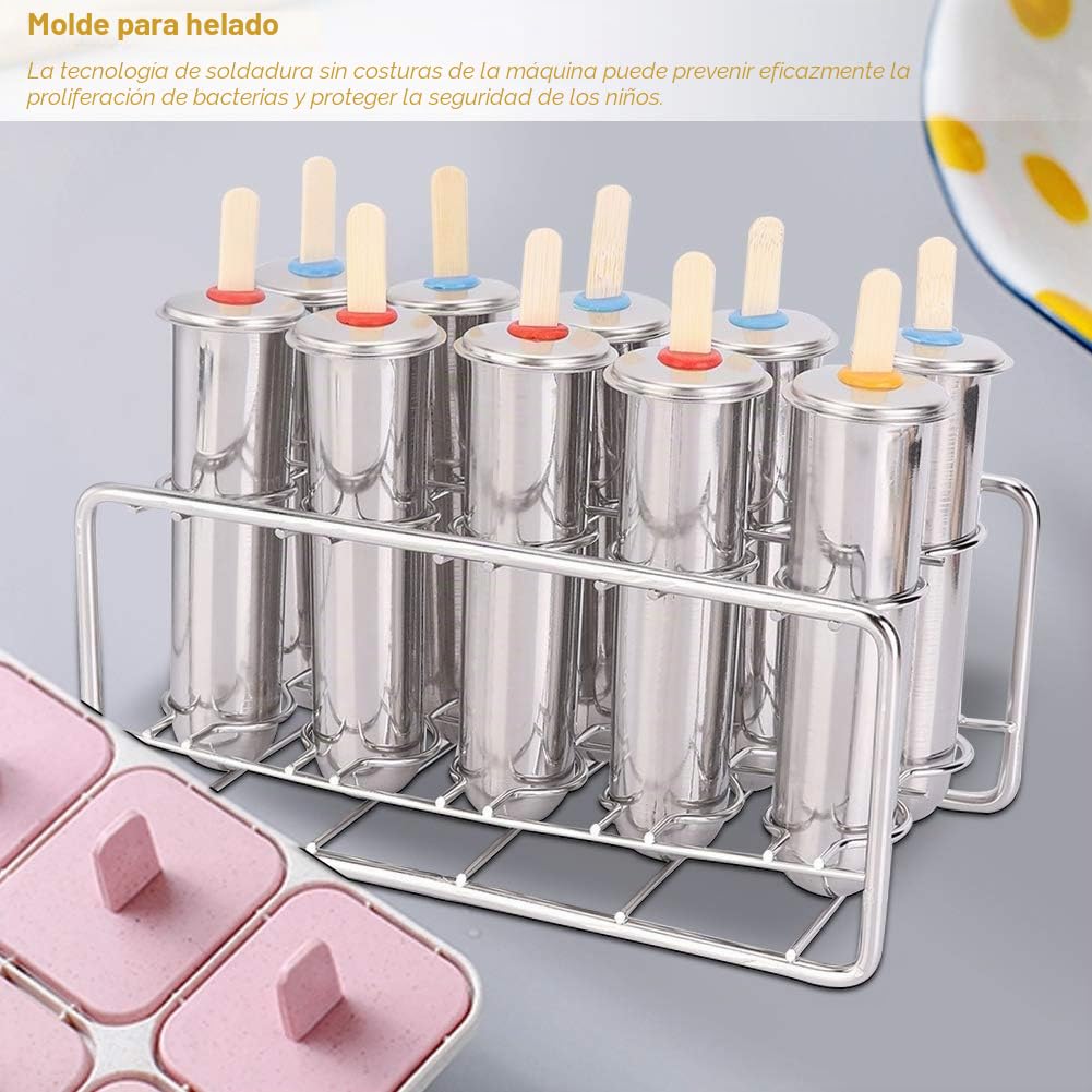 Kit de Moldes para Helado, Kit de Moldes para Paletas de Helado de Acero Inoxidable 304 para el Hogar, Molde para Helado