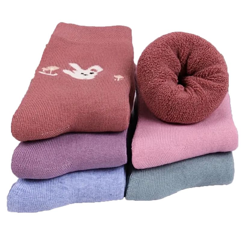 KhillayoxCozy Women's Ankle-Length Thick Terry Woolen Socks – Warm Winter Socks, Fuzzy Thermal Ankle Socks for Women