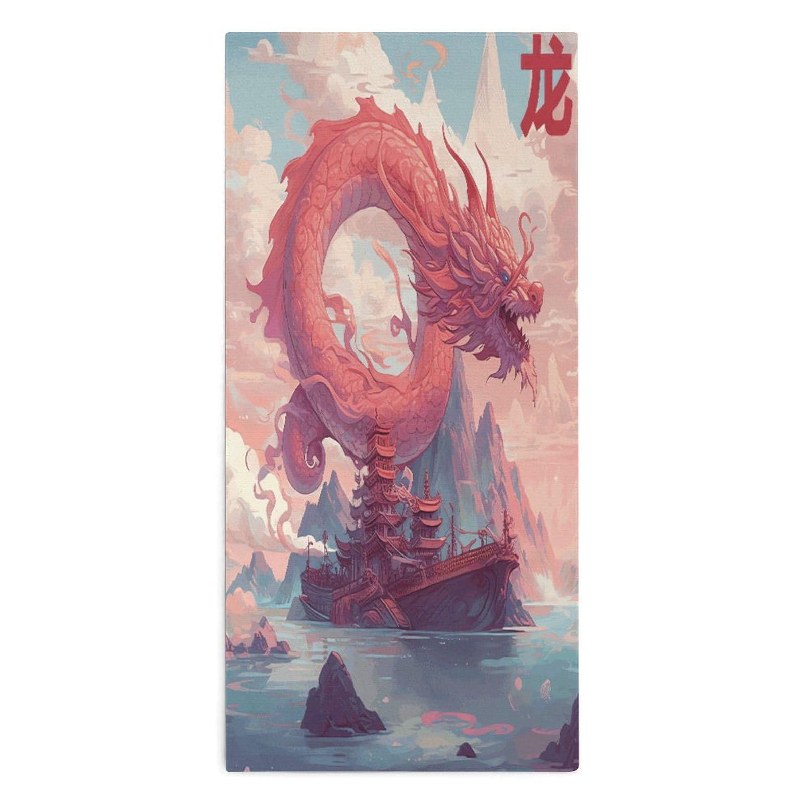 Fodpand Style Dragon And Cloud Microfiber Towels, Decorative Bath Towel Soft & Lightweight, Hand Towels Multipurpose Use For Bathroom, Pool, Gym, Spa, And Hotel Use