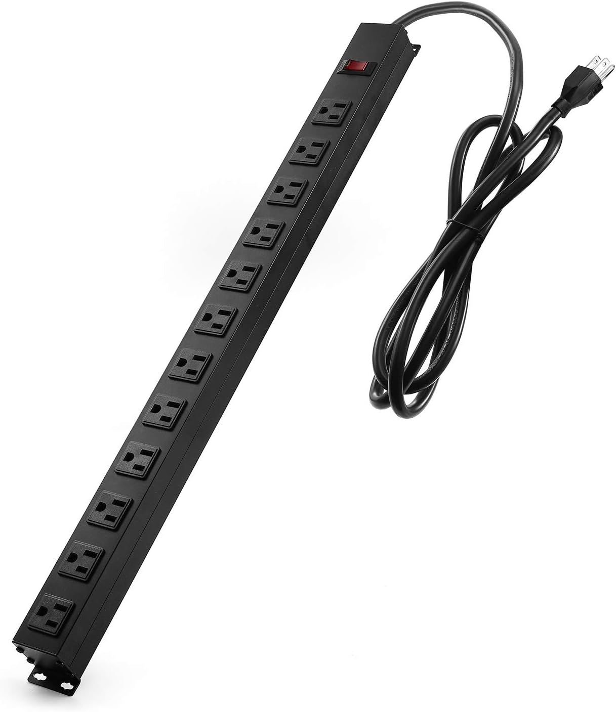 12 Outlet Metal Power Strip, 12 Outlet Power Strip with 6 ft Long Extension Cord, 15A / 125V / 1875w/ 60Hz, Black Power Strip : Electronics